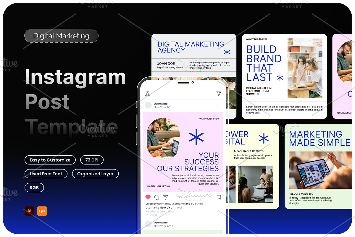 Digital Marketing Instagram Post, a Social Media Template by Annora Studio (Photo 1 of 3)