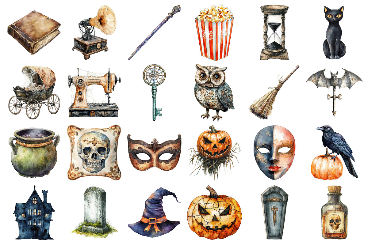 Vintage Halloween Clipart Sublimatio, an Illustration by Daily.Designs (Photo 2 of 3)