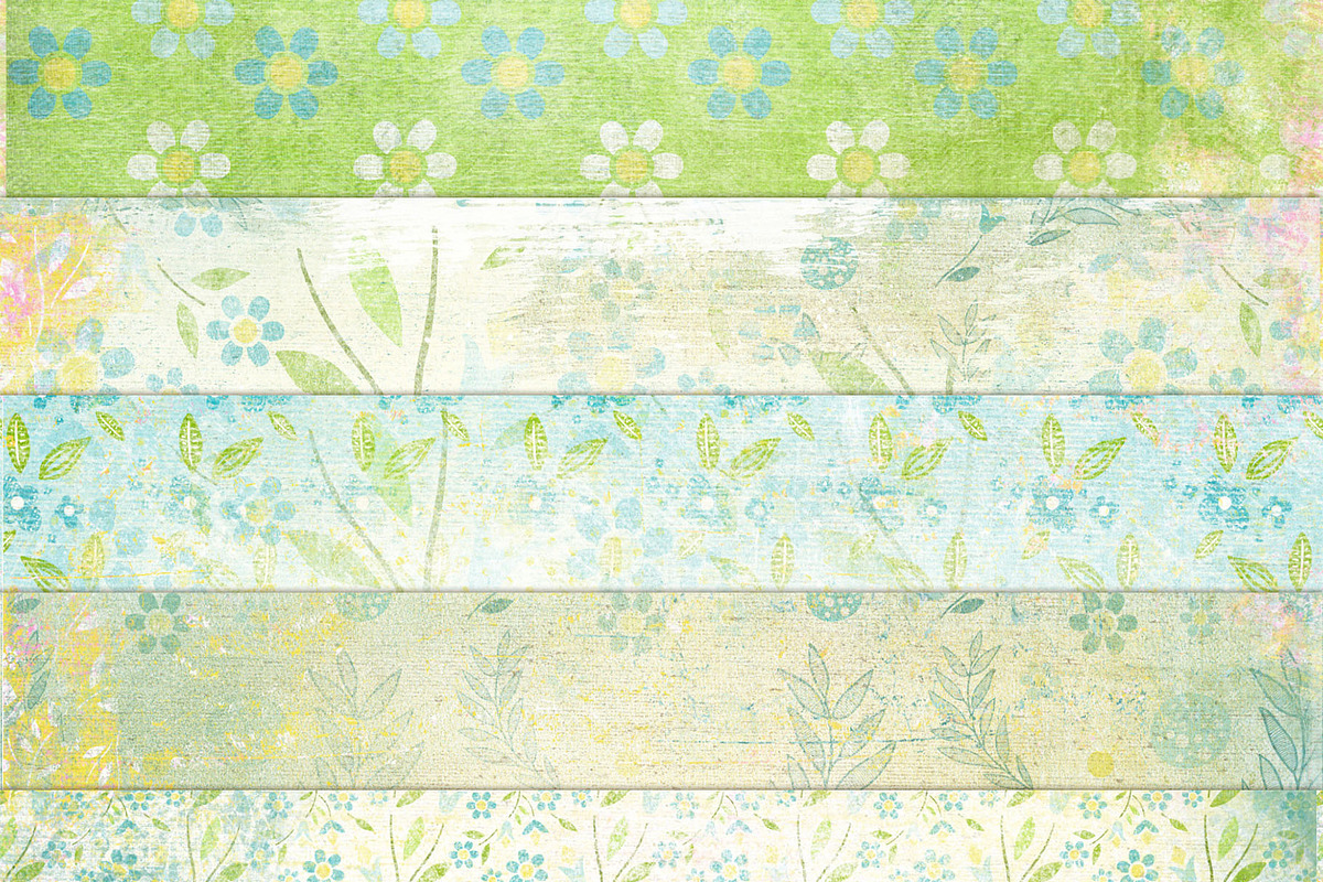 Shabby Chic Floral Digital Papers, a Pattern Graphic by Carrie Stephens Art (Photo 4 of 6)