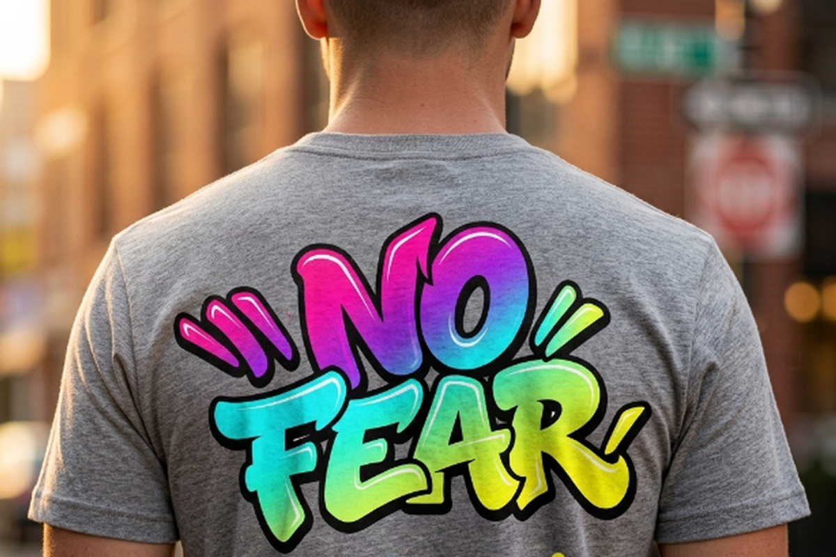 No Fear Graffiti Typography, a Shirt Mockup by Vector Stall (Photo 8 of 15)