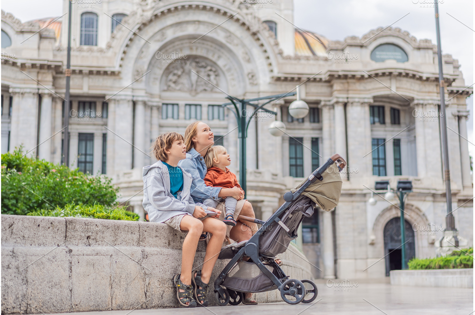 Mother tourist with her two sons in, an Architecture Photo by Elizaveta Galitskaya