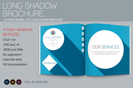 Long Shadow Square Brochure Template