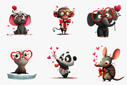 valentines animals clipart, an Illustration by CreationArt (Thumbnail 4 of 7)