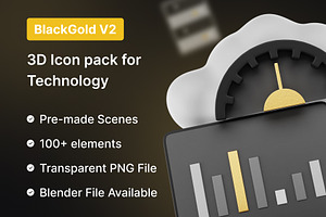 BlackGoldV2Premium 3D Icon For Tech