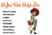 Cute Fashion Girl Clipart Bundle, a Seasonal Illustration by CreationArt (Thumbnail 5 of 7)