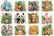 Watercolor Tropical Animals Clipart, a Seasonal Illustration by Designworld (Thumbnail 4 of 4)
