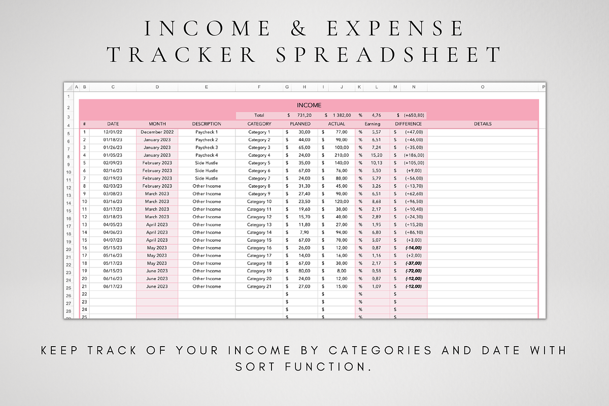 Excel Income & Expense Tracker, a Templates & Theme by BRANDcontent (Photo 5 of 9)