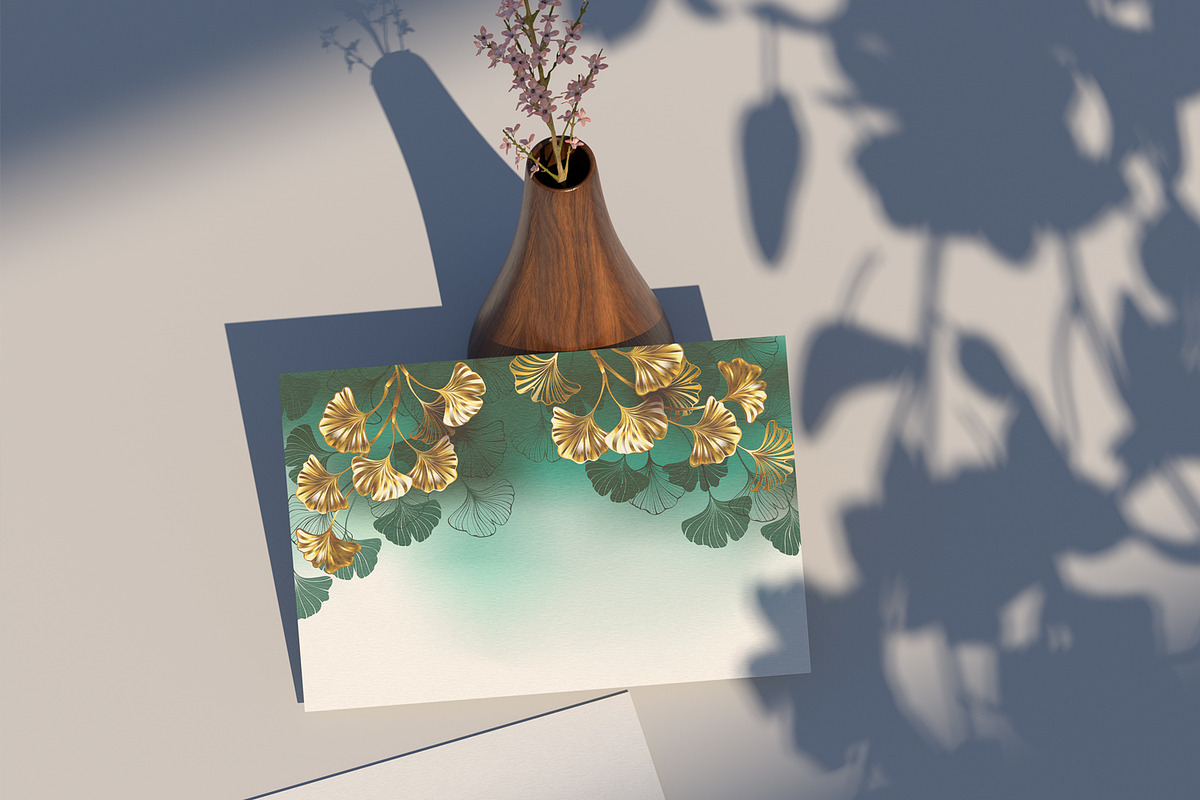 Background with golden ginkgo biloba, a Decorative Illustration by blackmoon9 (Photo 2 of 3)