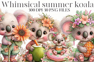 Whimsical summer koala Clipart, an Illustration by Designworld