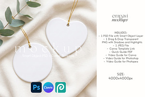 Heart and Round Ornament, a Household Mockup by EmpaviMockups