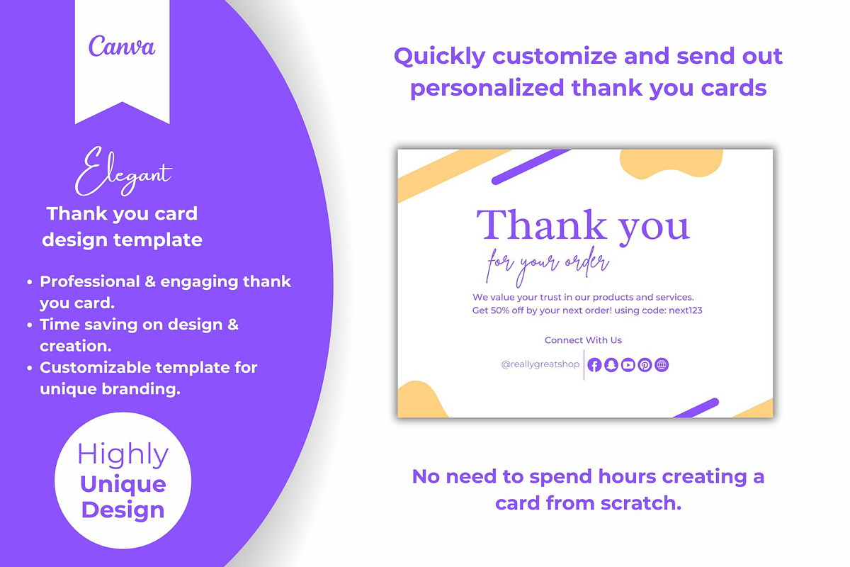 Simple thank you card template canva, a Card Template by DesignArts (Photo 1 of 4)