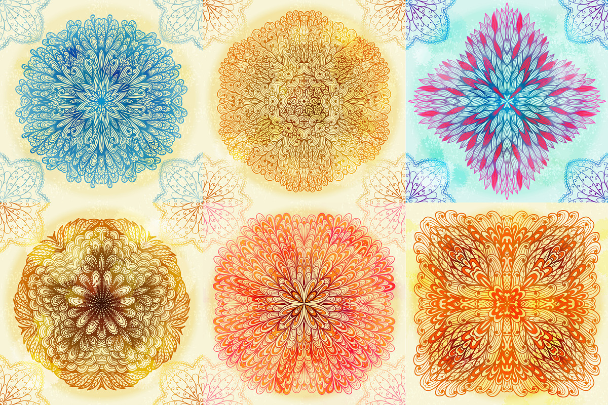 15 Floral Symmetry Patterns. Set #4 preview 2