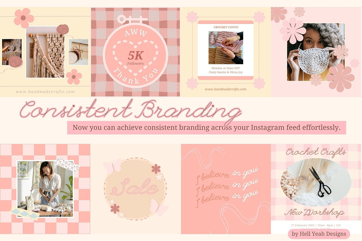 Cute Pink Craft Pack Instagram Post, a Social Media Template by Hell Yeah Designs (Photo 5 of 6)