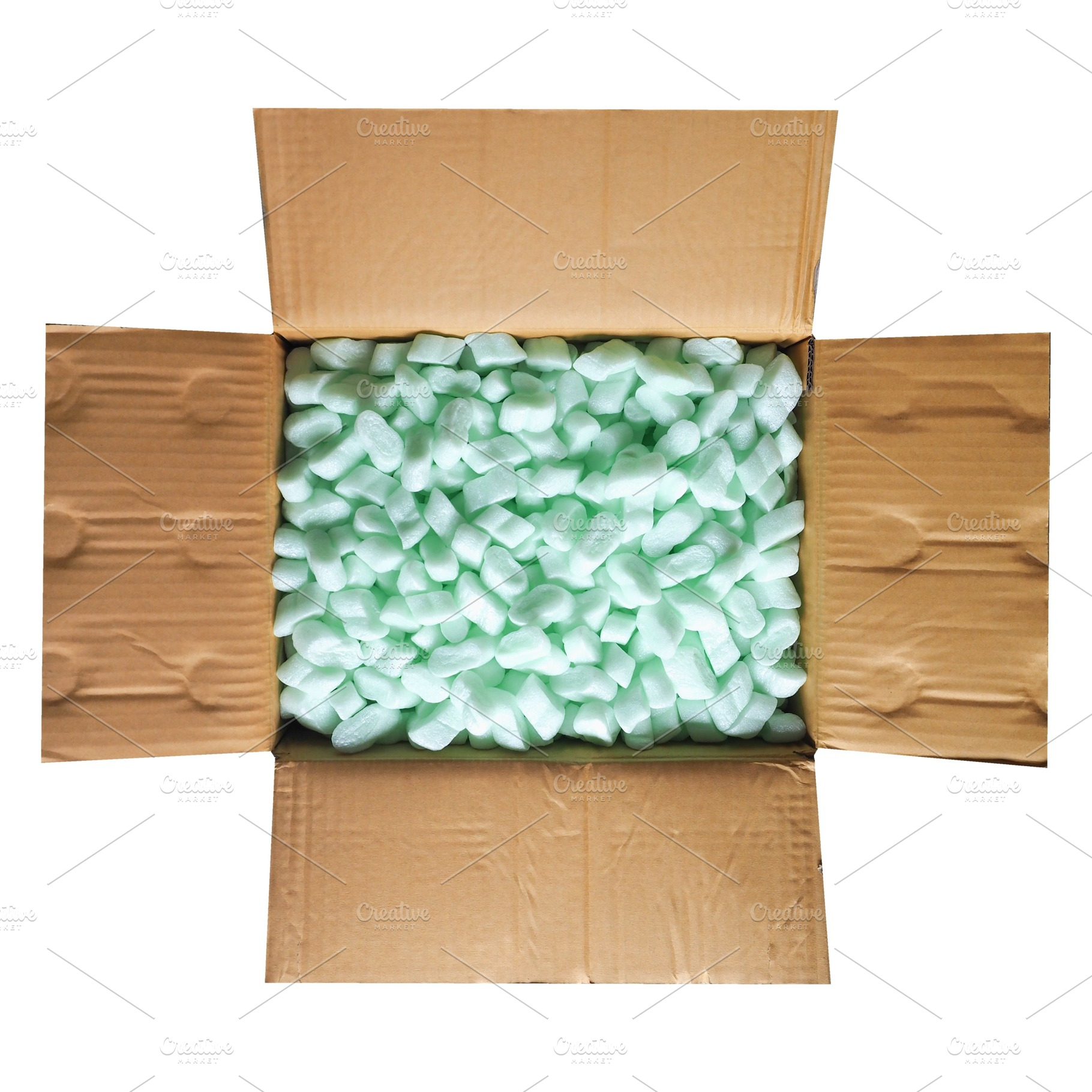 cardboard box with chips isolated over white, a Photo by WorldOfPhotos