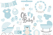 Vector Baby Clipart in Soft Blue, an Illustration by Amanda Ilkov (Thumbnail 1 of 2)