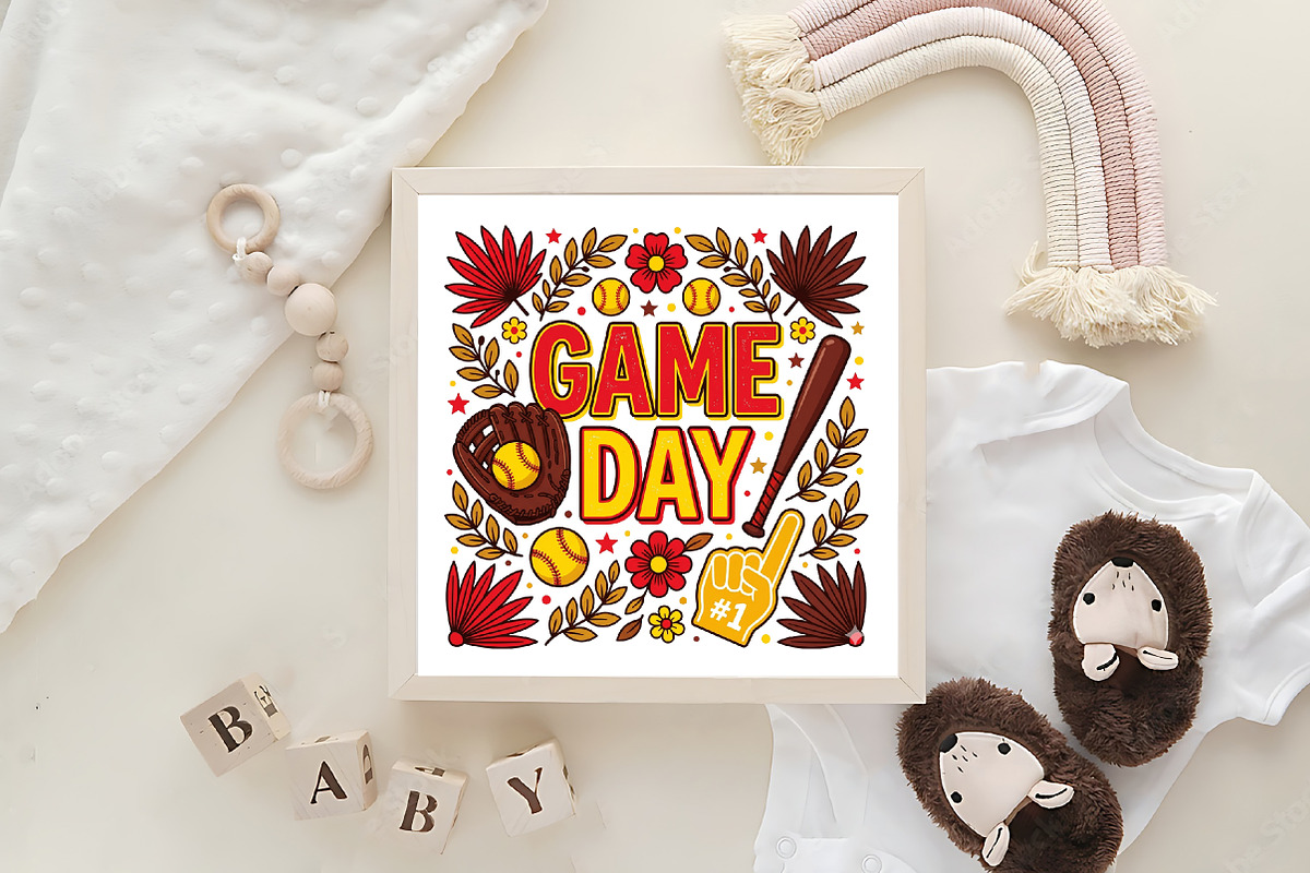 Game Day Softball Coquette Png, a Work Illustration by CraftArtStudio (Photo 4 of 5)