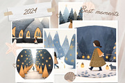 8 Christmas cute girl grey trees, a Seasonal Illustration by ARTOZEN DIGITAL (Thumbnail 5 of 15)