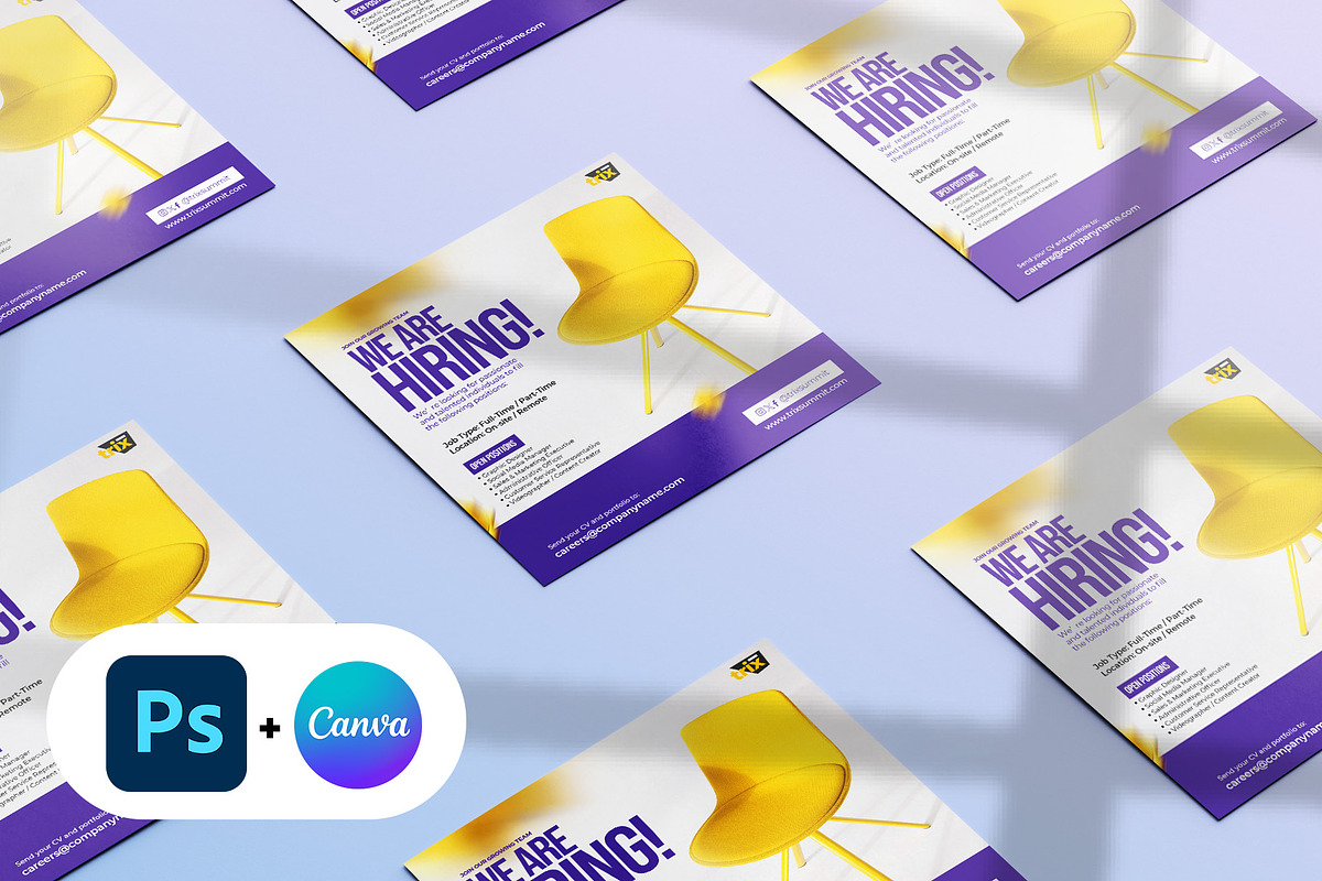 Square Hiring and Vacancy Flyer, a Social Media Template by Vintage Impressions (Photo 4 of 6)