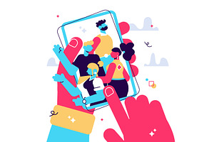 Hands holding mobile phone with