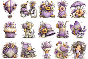 Whimsical Purple Summer Clipart, an Illustration by OK Design (Thumbnail 3 of 6)