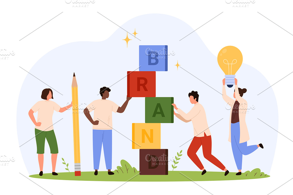 Teamwork Building Brand design, a Person Illustration by Flashvector