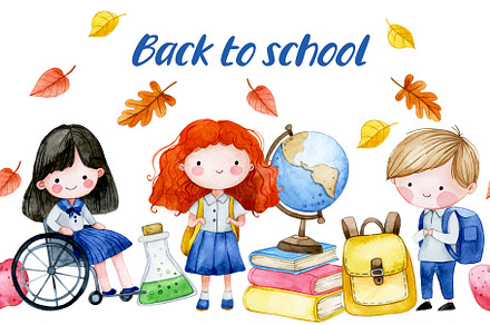Back to school. Happy kids