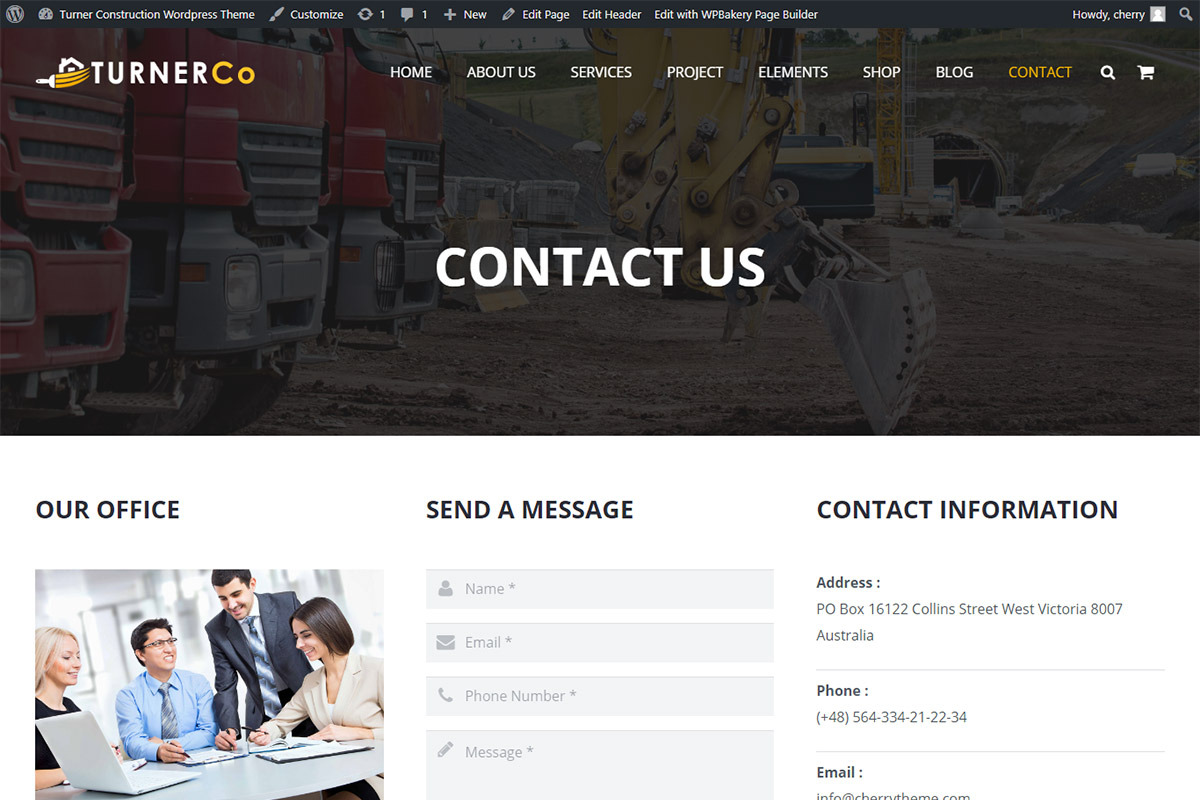 Turner Construction & Business Theme, a WordPress Template by Cherry Wordpress Theme (Photo 8 of 8)