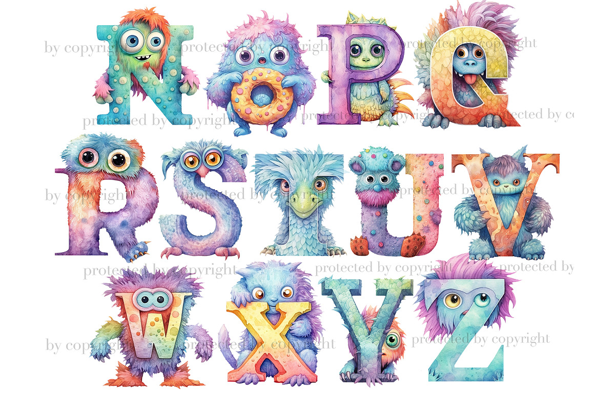 Monsters Alphabet | Cute Monsters, a Decorative Illustration by GlamArtZhanna (Photo 3 of 5)