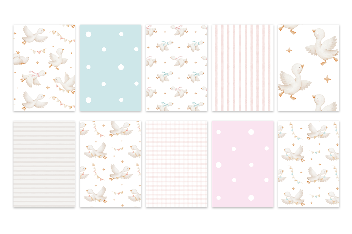 Silly Goose Watercolor Nursery Set, an Animal Illustration by tetiartline (Photo 6 of 12)
