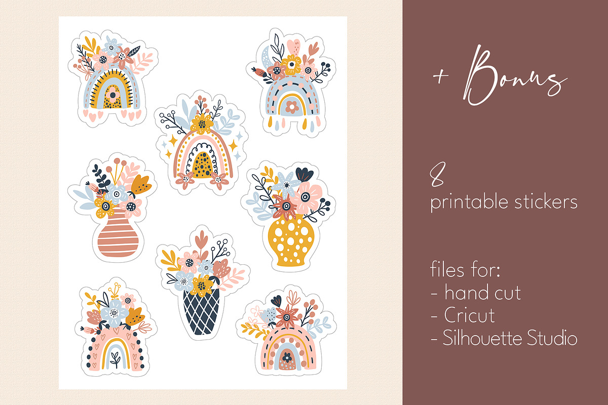 Boho collection. Rainbows and flower, a Graphic by rinaletters (Photo 11 of 12)
