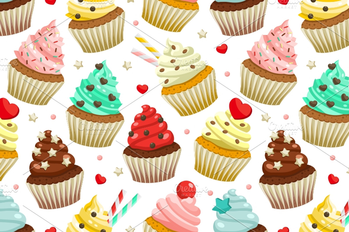 Cupcakes set & patterns, a Pattern Graphic by Primula`s shop (Photo 4 of 7)