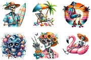 Watercolor Summer Skeleton Png Clipa, an Illustration by DreamArtGraphic (Thumbnail 3 of 4)