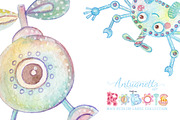 Watercolor Robots Party, an Animal Illustration by antuanetto (Thumbnail 5 of 15)