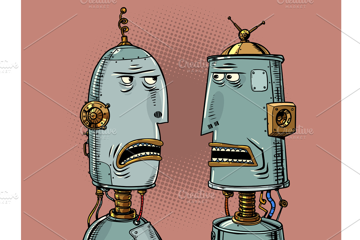 Communication interaction of robots, a Technology Illustration by rogistok