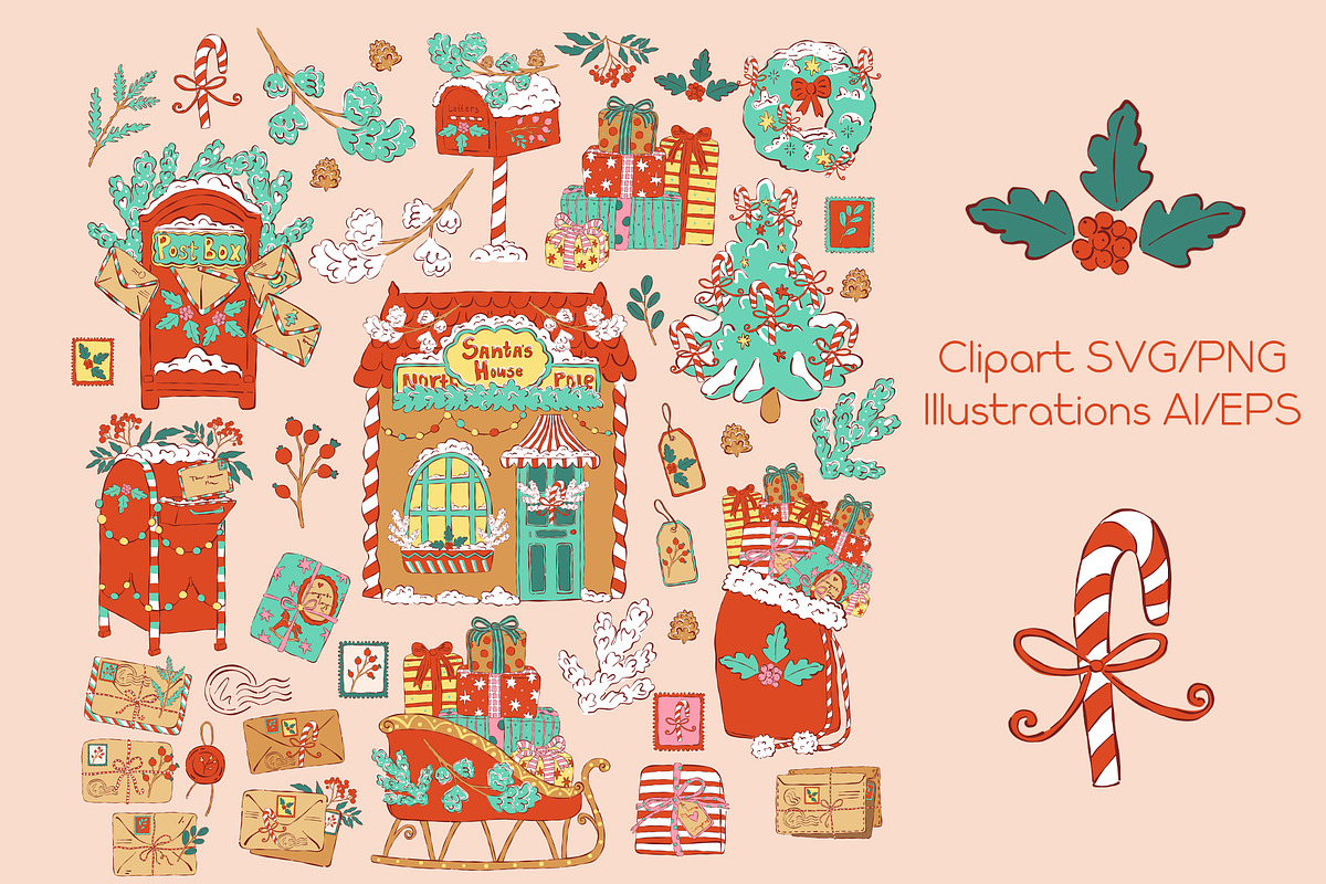 Santa Post office bundle, a Seasonal Illustration by Carpet Tapete Pretzel (Photo 3 of 24)