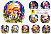 Mushroom and Crystal PNG Bunndle, a Graphic by Clipart Studio (Thumbnail 1 of 11)