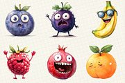 Funny Fruits Sublimation Clipart, an Illustration by OK Design (Thumbnail 2 of 5)