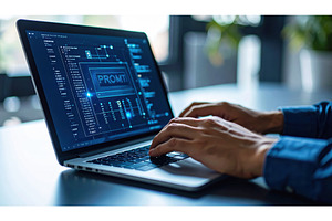 Person typing prompt command into, a Technology Photo by Igor Tichonow
