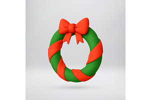 Green Christmas wreath with red, an Object Illustration by Abscent
