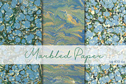 3 Hand Marbled Papers Seaweed, a Texture Graphic by Marblingdom (Thumbnail 1 of 4)