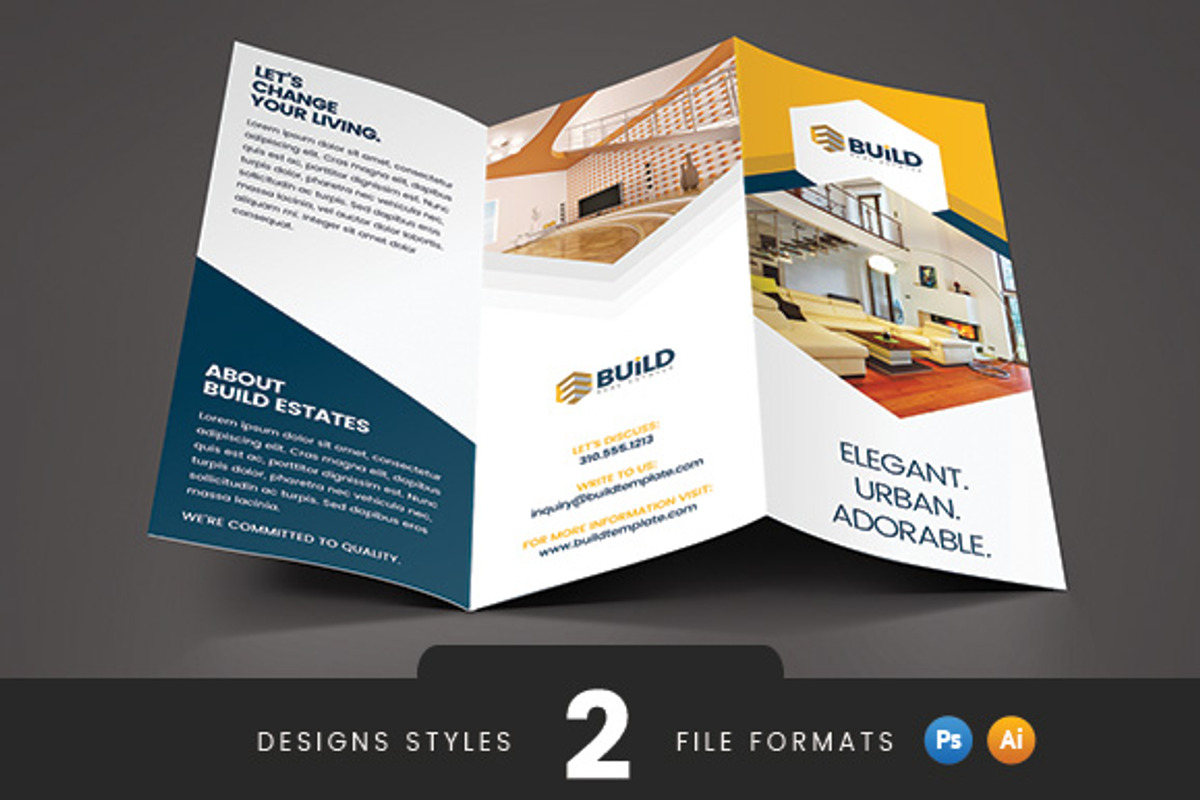 Build Real Estate Trifold Brochure, a Brochure Template by Saptarang (Photo 1 of 5)
