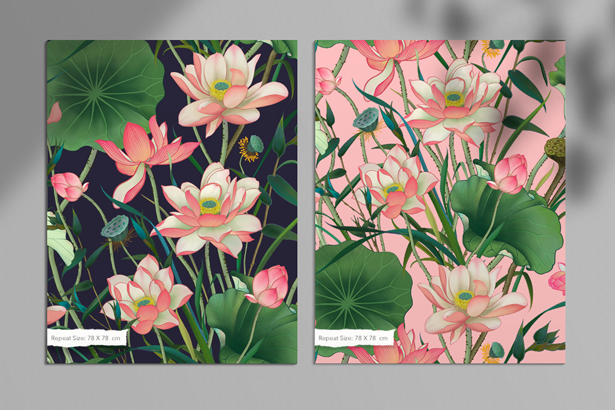 Lotus patterns and illustrations, a Pattern Graphic by Annet lovart (Photo 2 of 17)