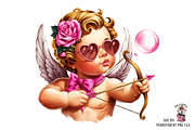 Cupid with Bow and Bubblegum Clipart, an Illustration by Clipart Studio (Thumbnail 9 of 13)