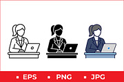 Businesswoman Laptop Vector Art, a Solid Icon by Artonix (Thumbnail 1 of 2)