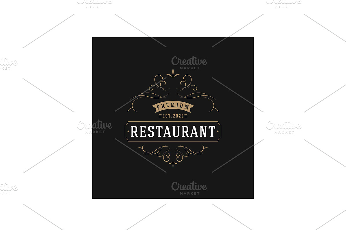 Luxury and vintage restaurant logo o, a Branding & Logo Template by LOGOCREATIVE
