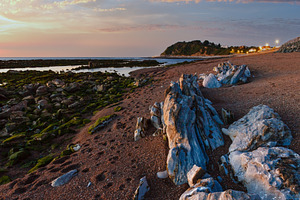 Evening ocean coast view from beach., a Nature Photo by YuriyB