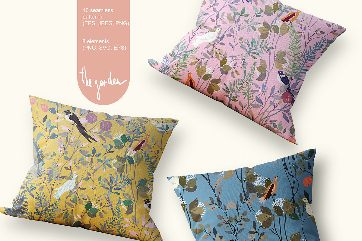 Bird garden seamless vector +clipart, a Pattern Graphic by PatternsBlooming (Photo 7 of 9)