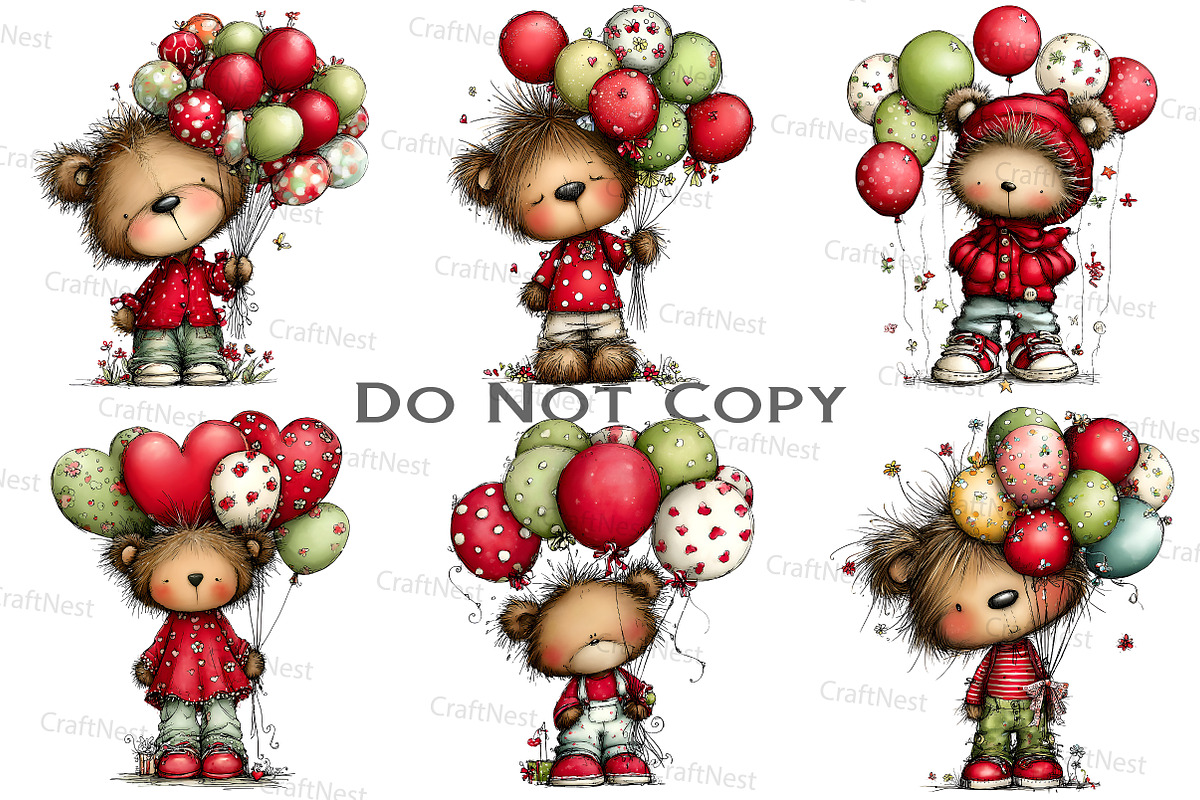 Teddy Bear, Bear With Balloons, an Illustration by Craft Nest (Photo 9 of 9)