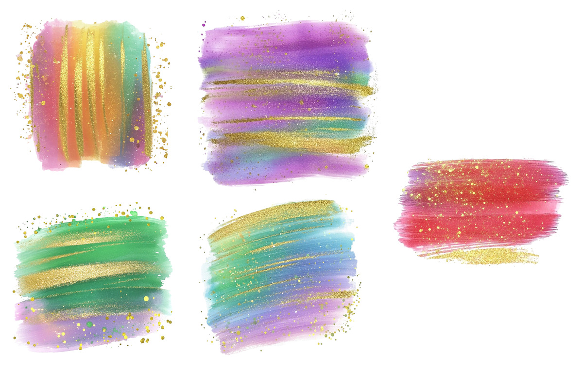 Rainbow Brush Strokes Clipart, an Illustration by Designworld (Photo 3 of 4)