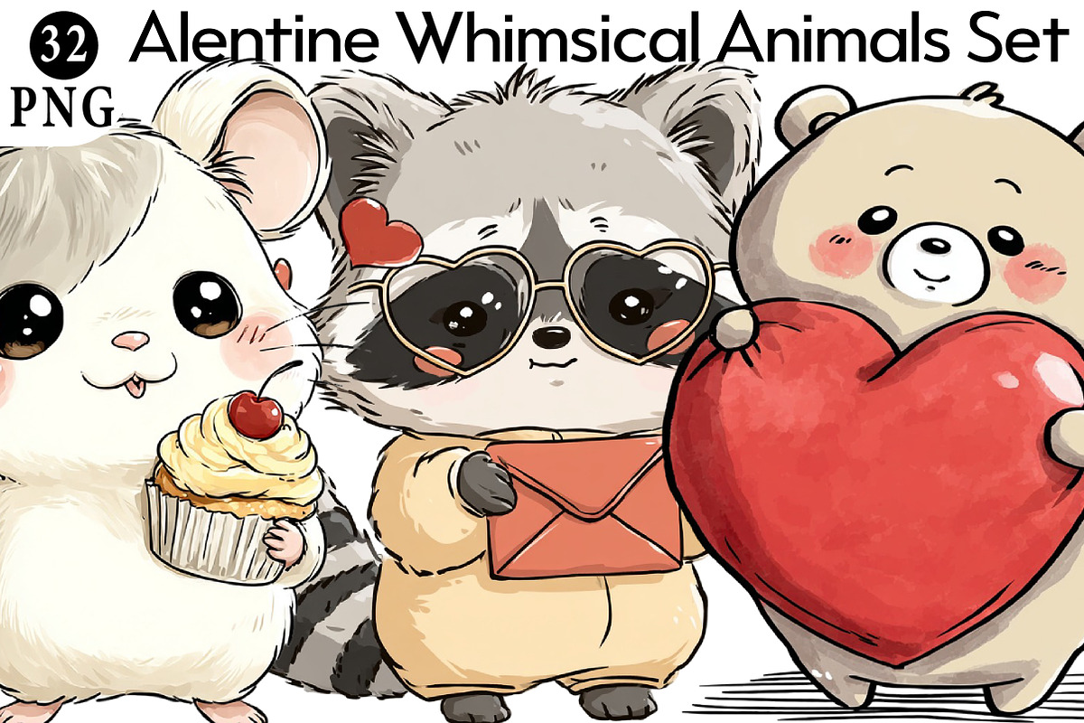 Alentine Whimsical Animals Set, an Illustration by Daily.Designs (Photo 1 of 7)